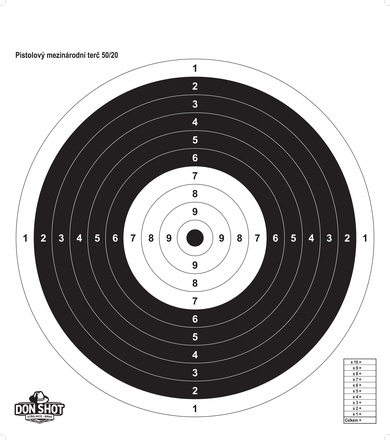 Don shot - Mezinárodní pistolový terč 50/20 - negativ 10 ks