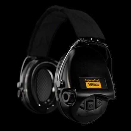 Don shot - Sluchátka Sordin Supreme Pro-X, elektronické - černé mušle, černý headband