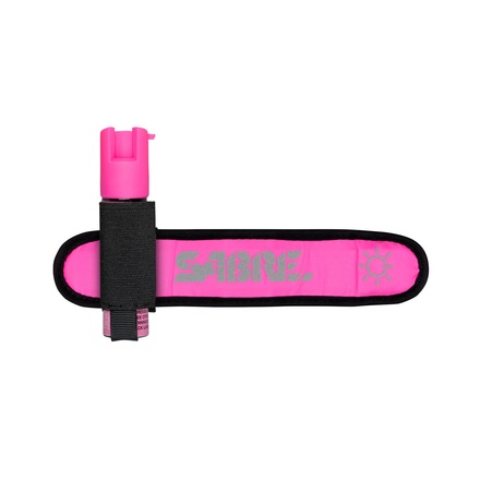 Don shot - Obranný gel Sabre Red Runner Series Maximum Strenght, růžový, s LED popruhem na paži