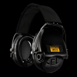 Don Shot - Sluchátka Sordin Supreme Pro-X, elektronické - černé mušle, černý headband